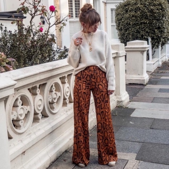 high waist snake print trousers